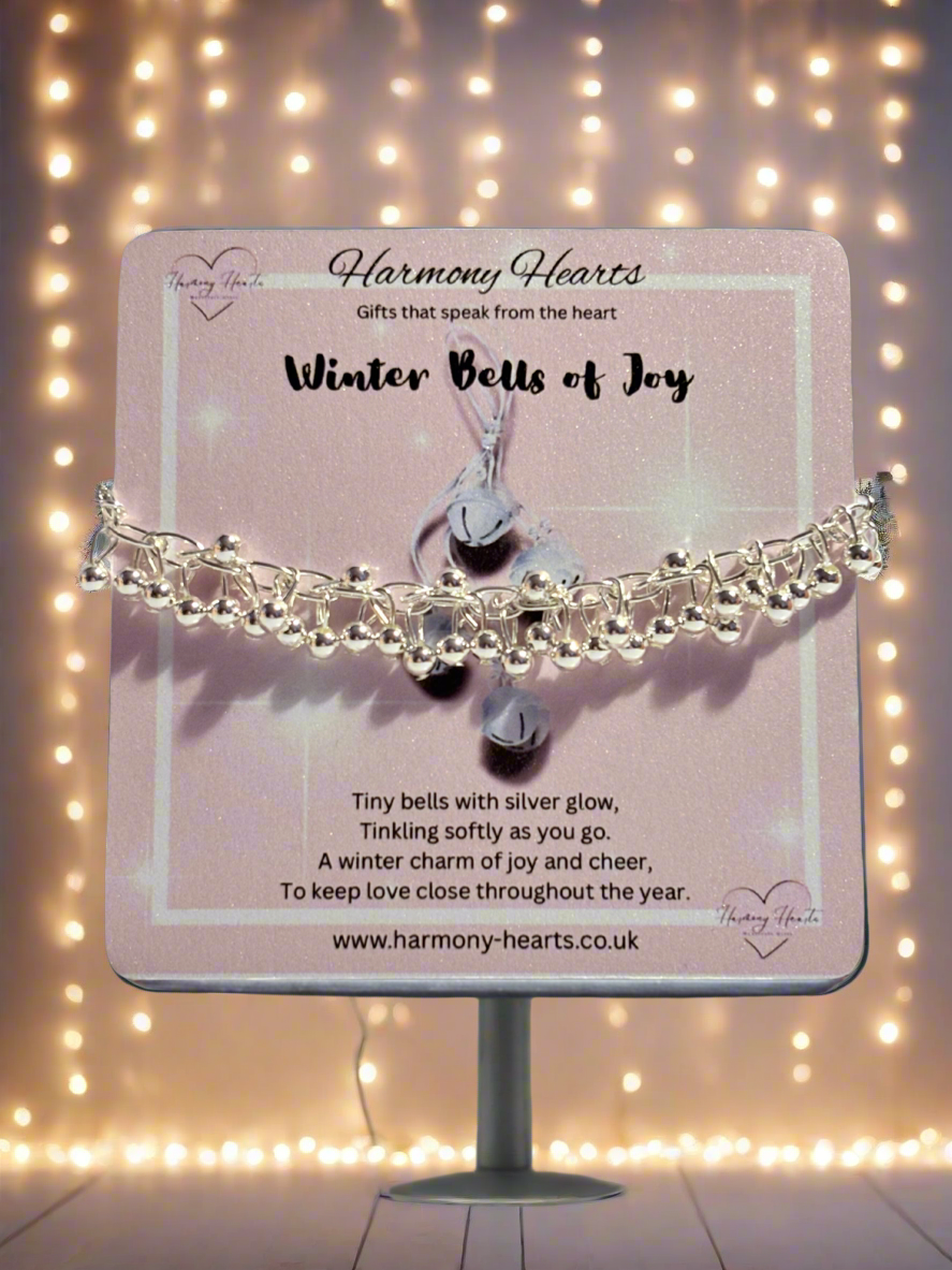 Winter Bells Charm Bracelet - Silver-Tone Jingle Bells Gift | Harmony Hearts