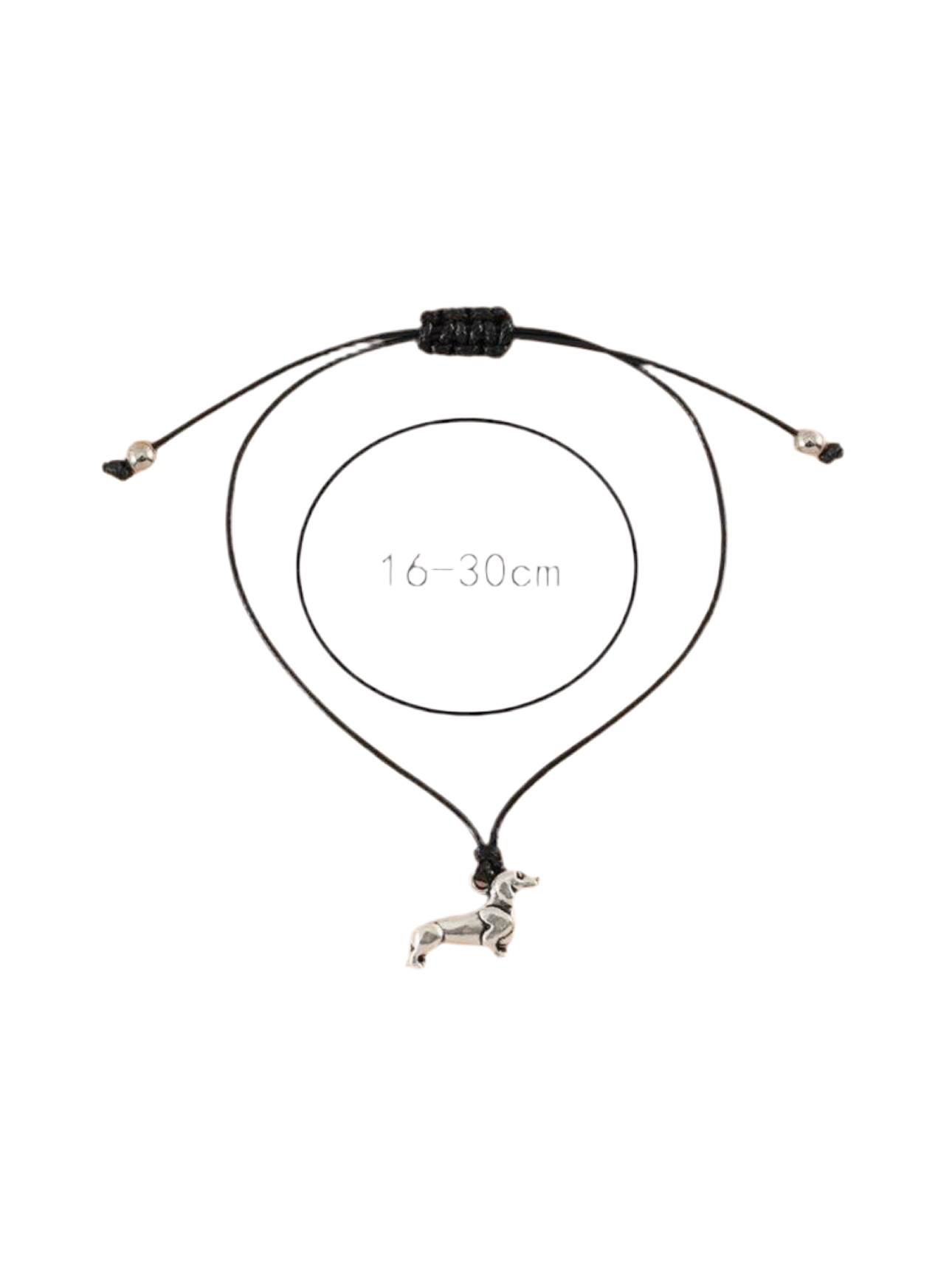 “Dachshund Charm Wish Bracelet — a cute keepsake for dog lovers & dreamers. Presented with a sweet wish message on a kraft gift card.”