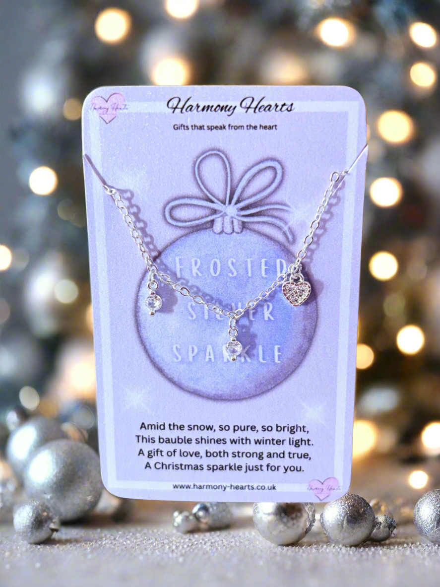 Bracelet on a 'Harmony Hearts' card with festive background