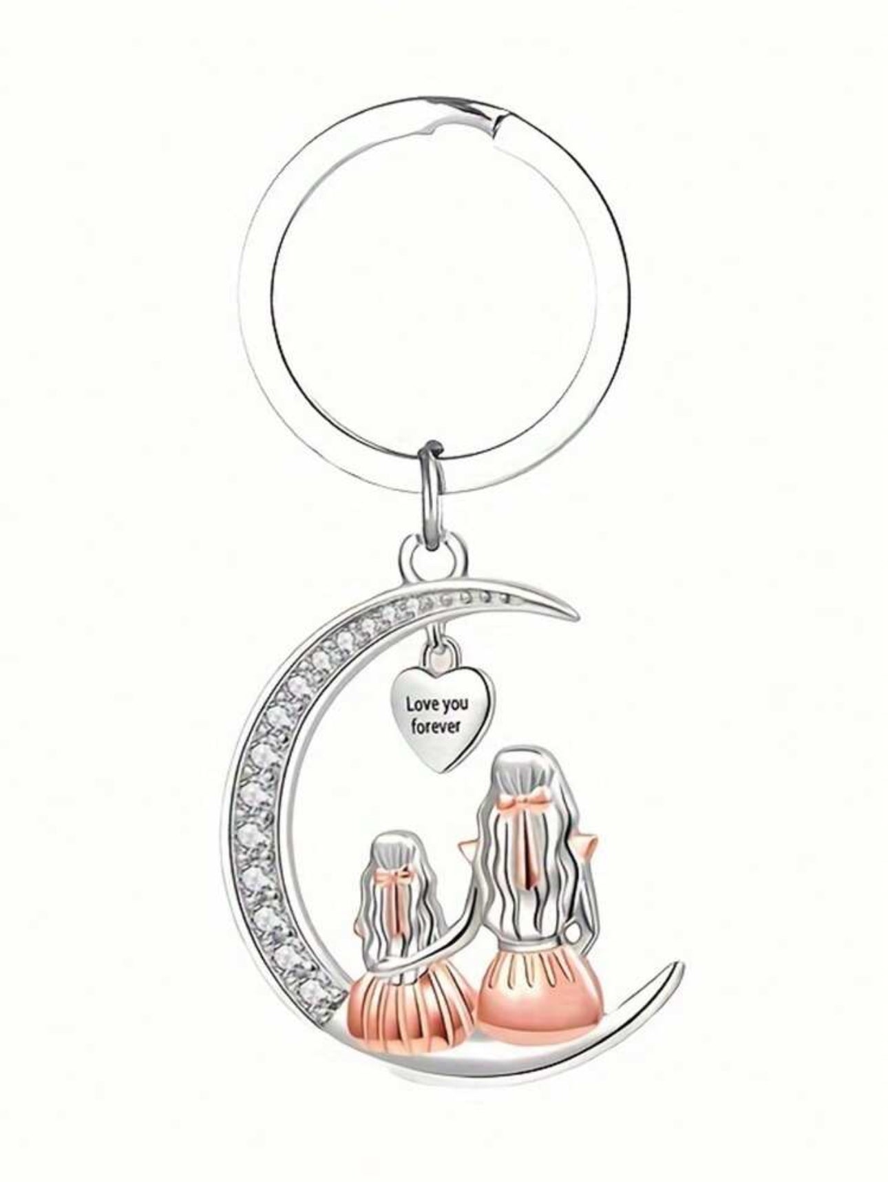 Mother & Daughter “Love You Forever” Moon Keyring – Heartfelt Gift of Love and Connection