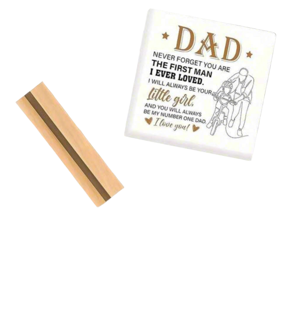 “Dad – The First Man I Ever Loved” Acrylic Keepsake Plaque with Wooden Stand – Heartfelt Father’s Day or Birthday Gift