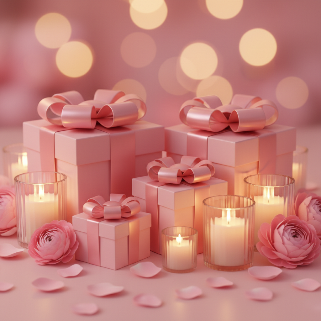 Cosy Pink Gift with Candles