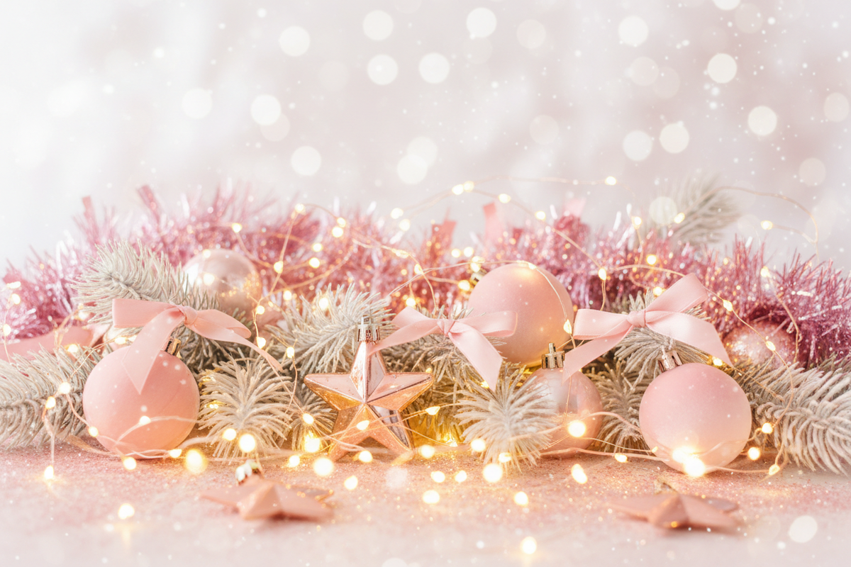 Harmony Hearts Pink Christmas Fairy Lights Banner