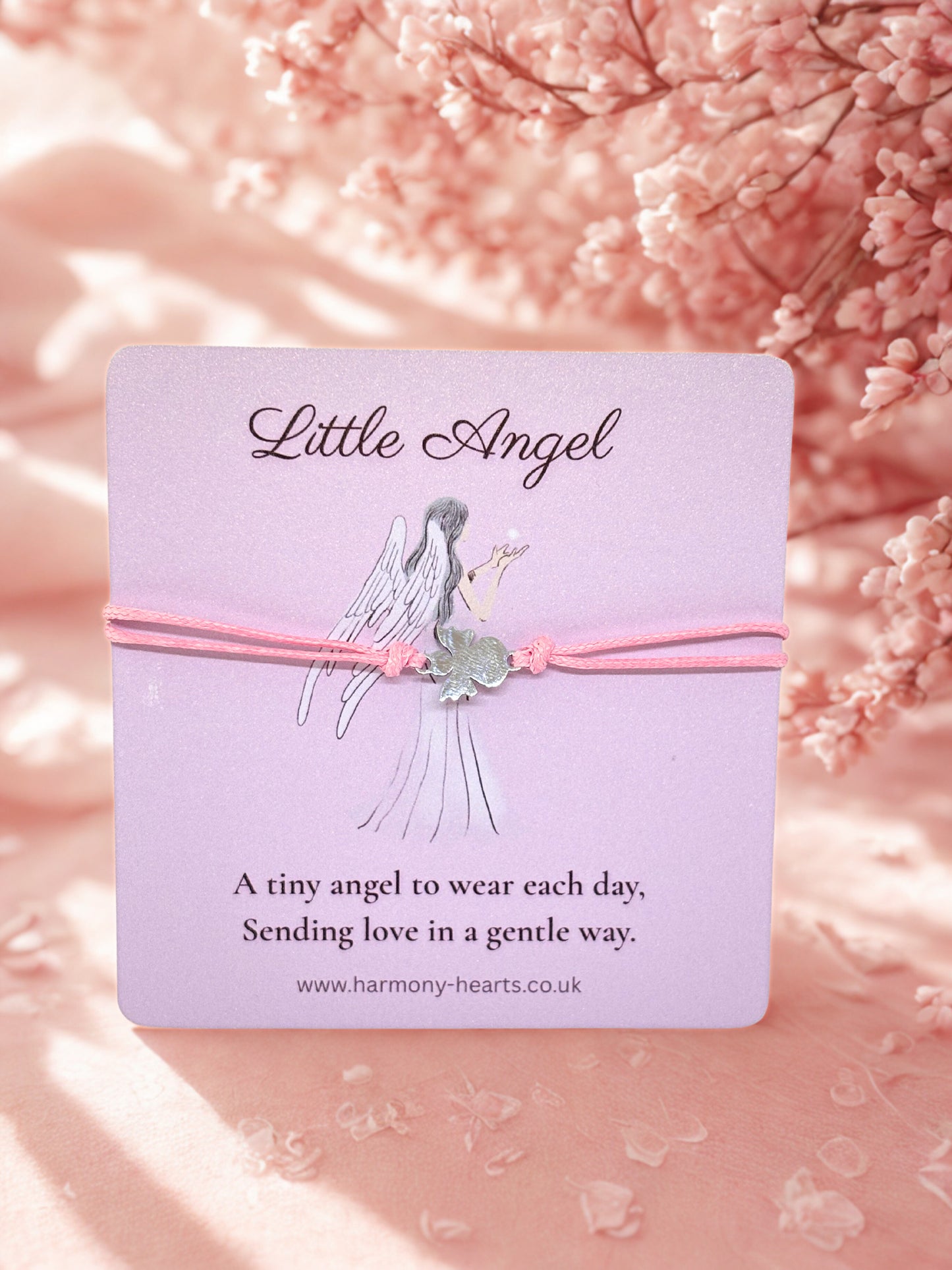 Branded Harmony Hearts Little angel card with an angel bracelet 