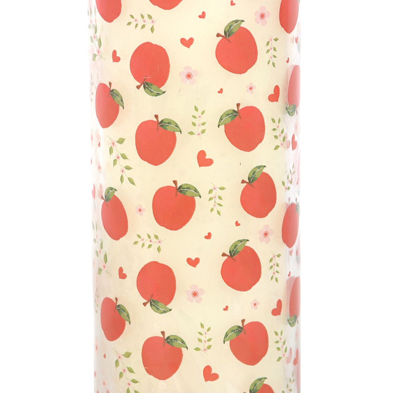 Glass candle with apple illustrations