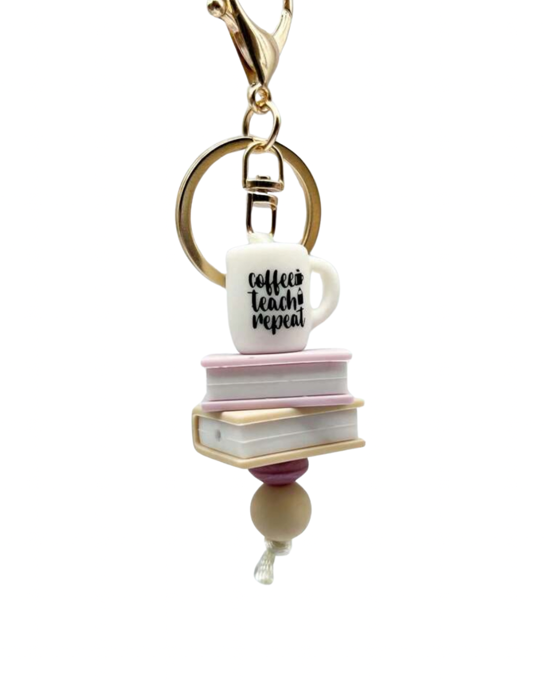 Teacher Keychain with Coffee Mug & Book Charms Thoughtful Teacher Appreciation Gift



