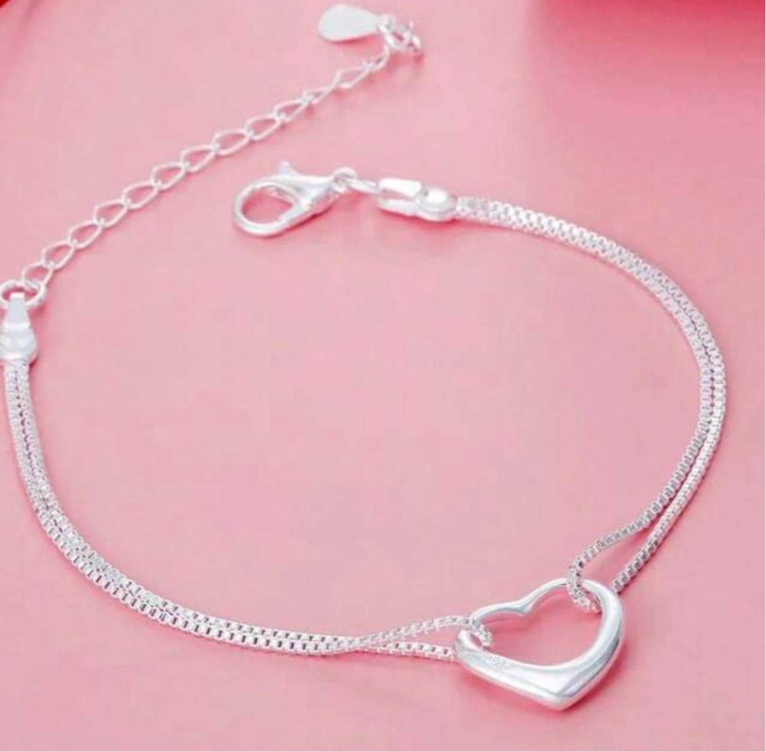Open Heart Silver-Tone Bracelet – Heart to Heart Poem Card Gift for Her | Harmony Hearts