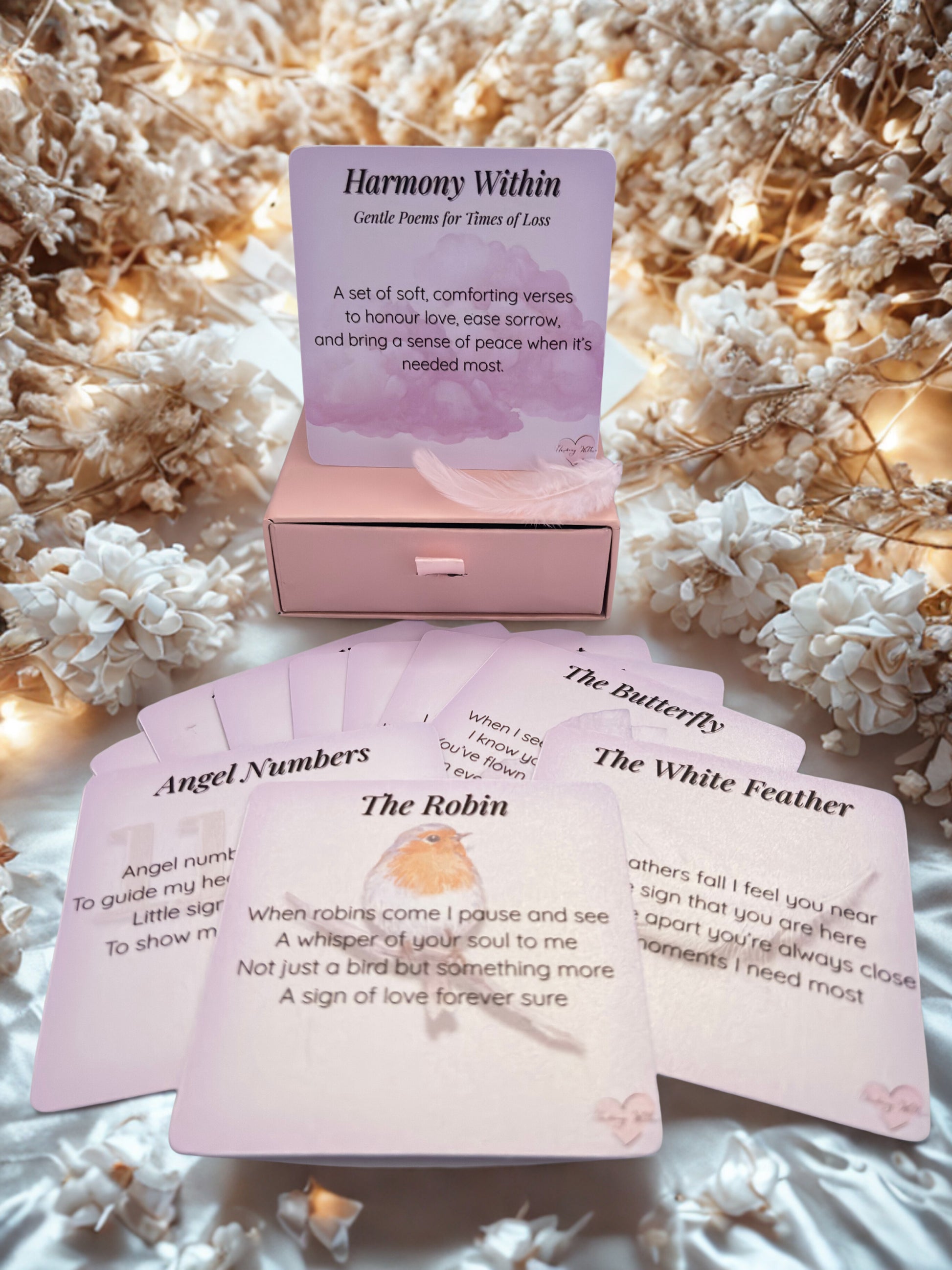 Set of cards with text on a decorative background