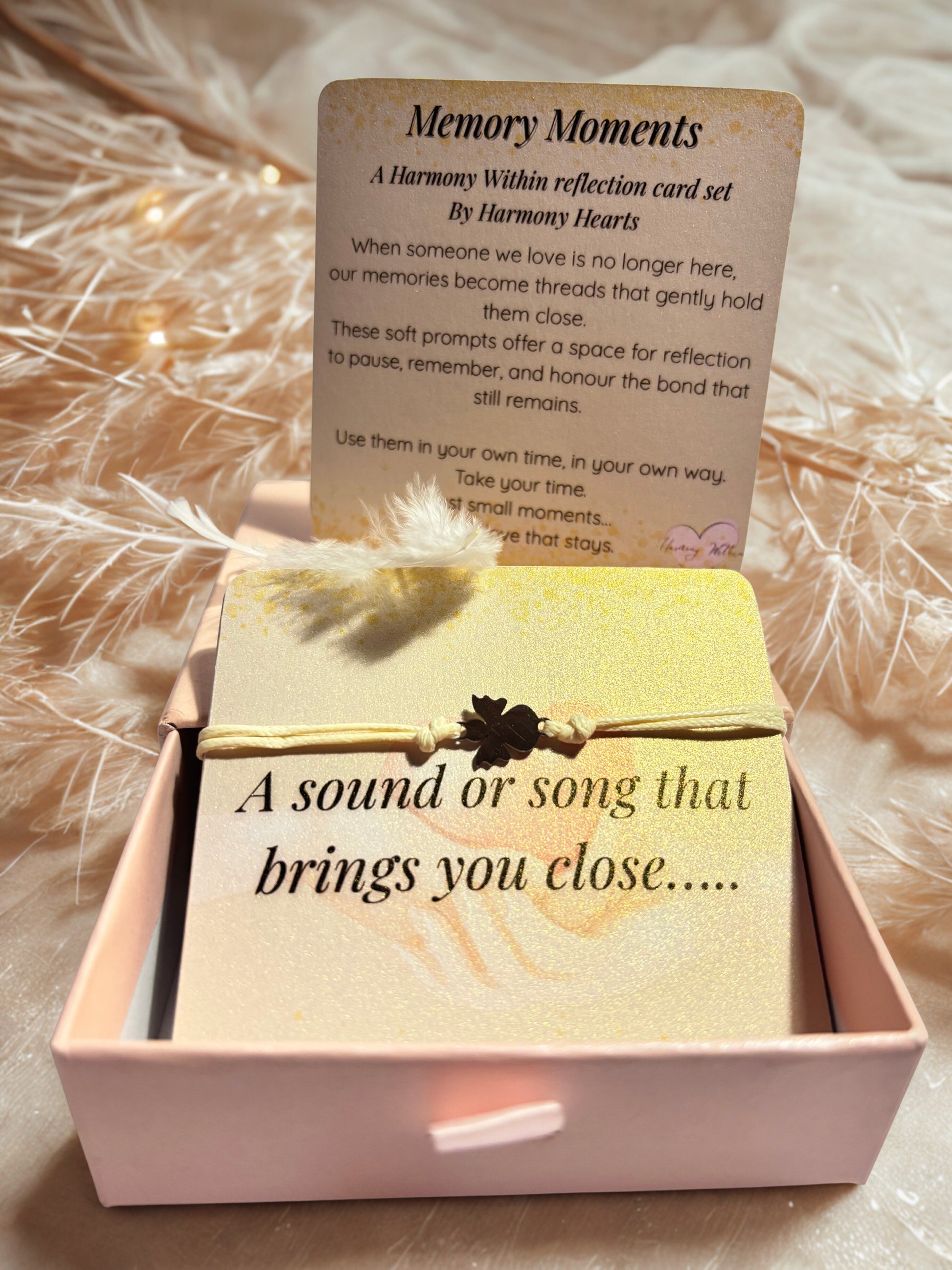 Memory Moments card set with a pink box on a soft background