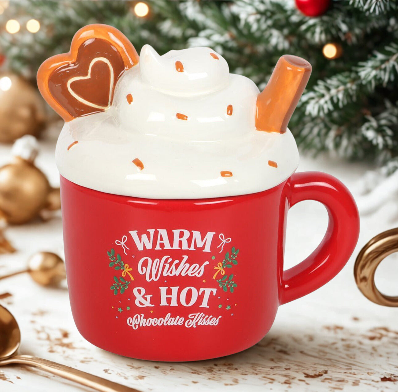 Oil burner in shape of a mug with cream and biscuits decorations