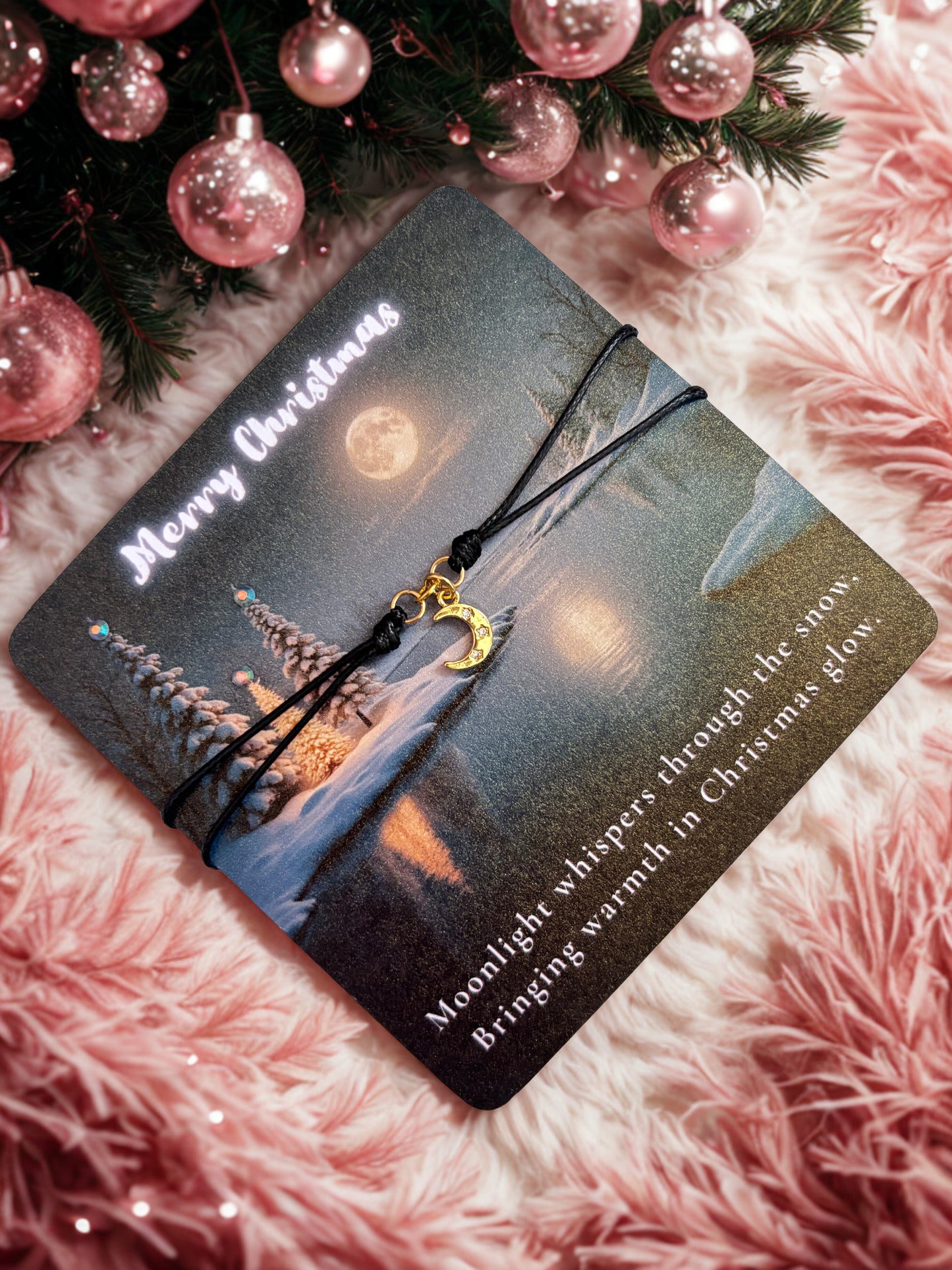 Christmas Gold Moon Charm Bracelet Gift