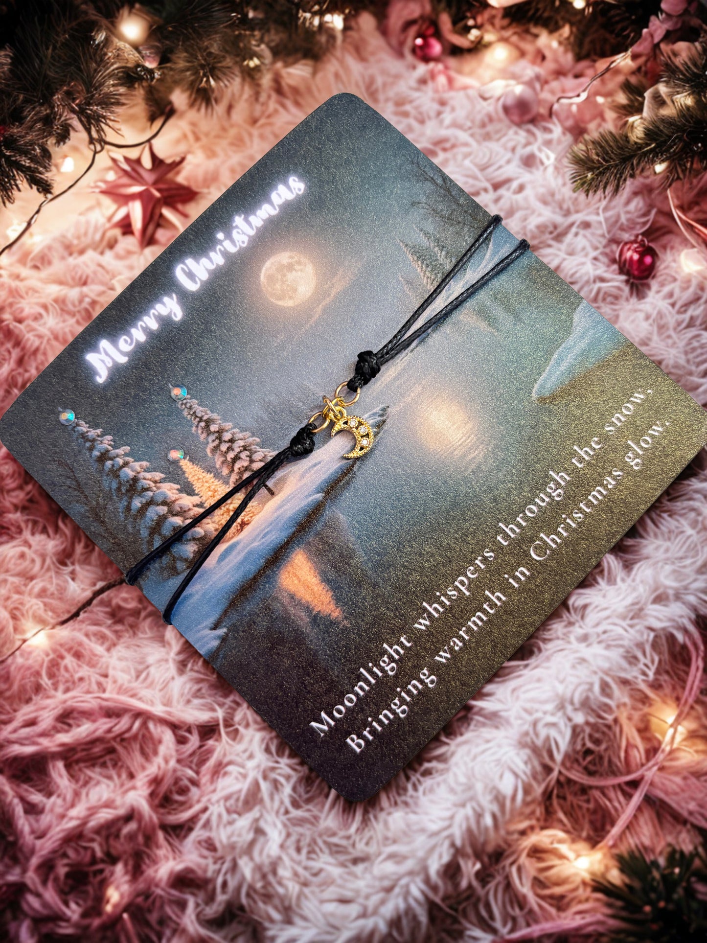 Christmas Gold Moon Charm Bracelet Gift