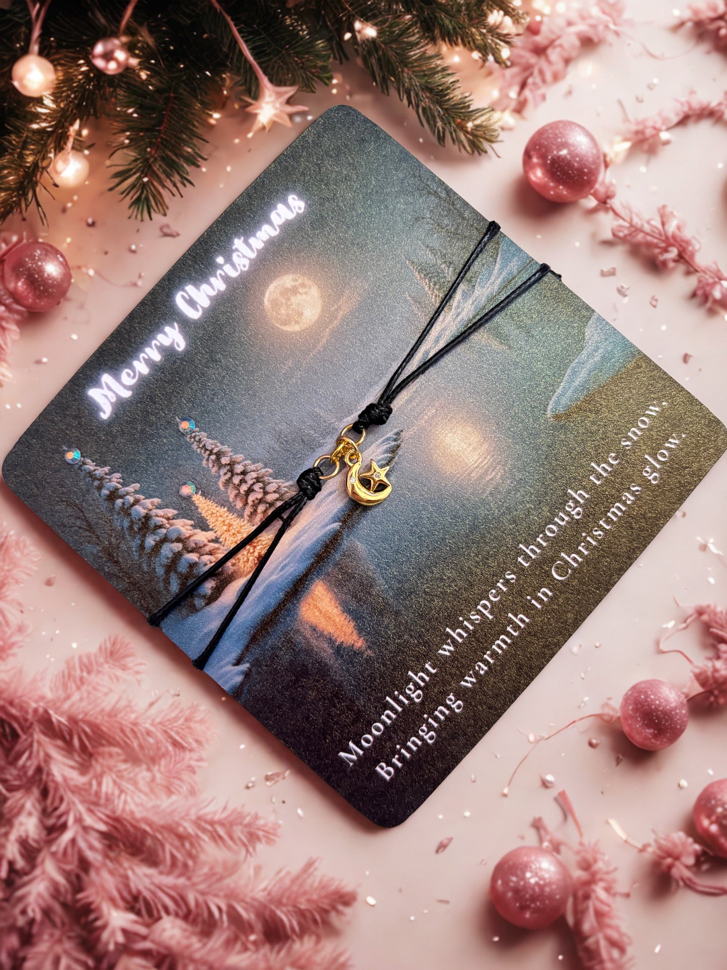 Christmas Gold Moon Charm Bracelet Gift