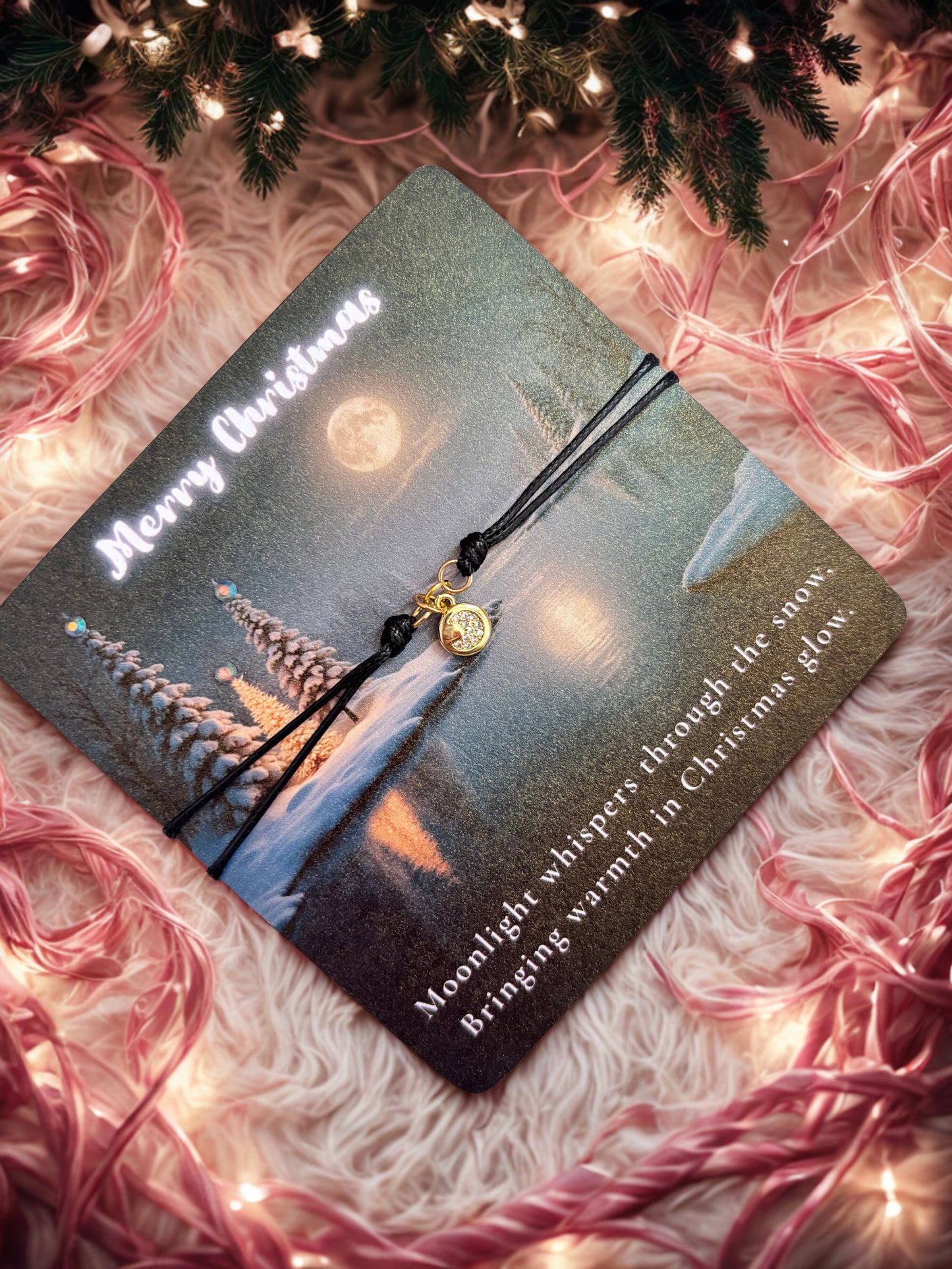 Christmas Gold Moon Charm Bracelet Gift