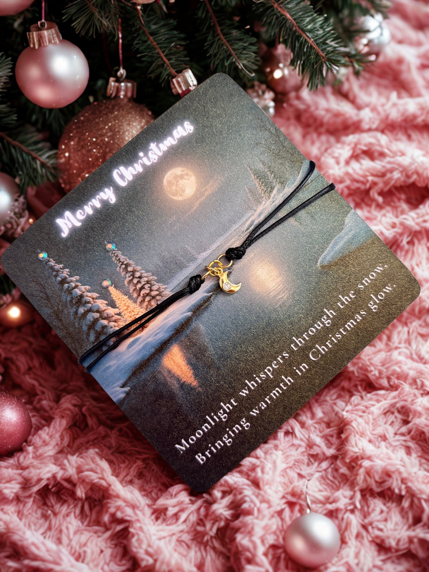 Christmas Gold Moon Charm Bracelet Gift