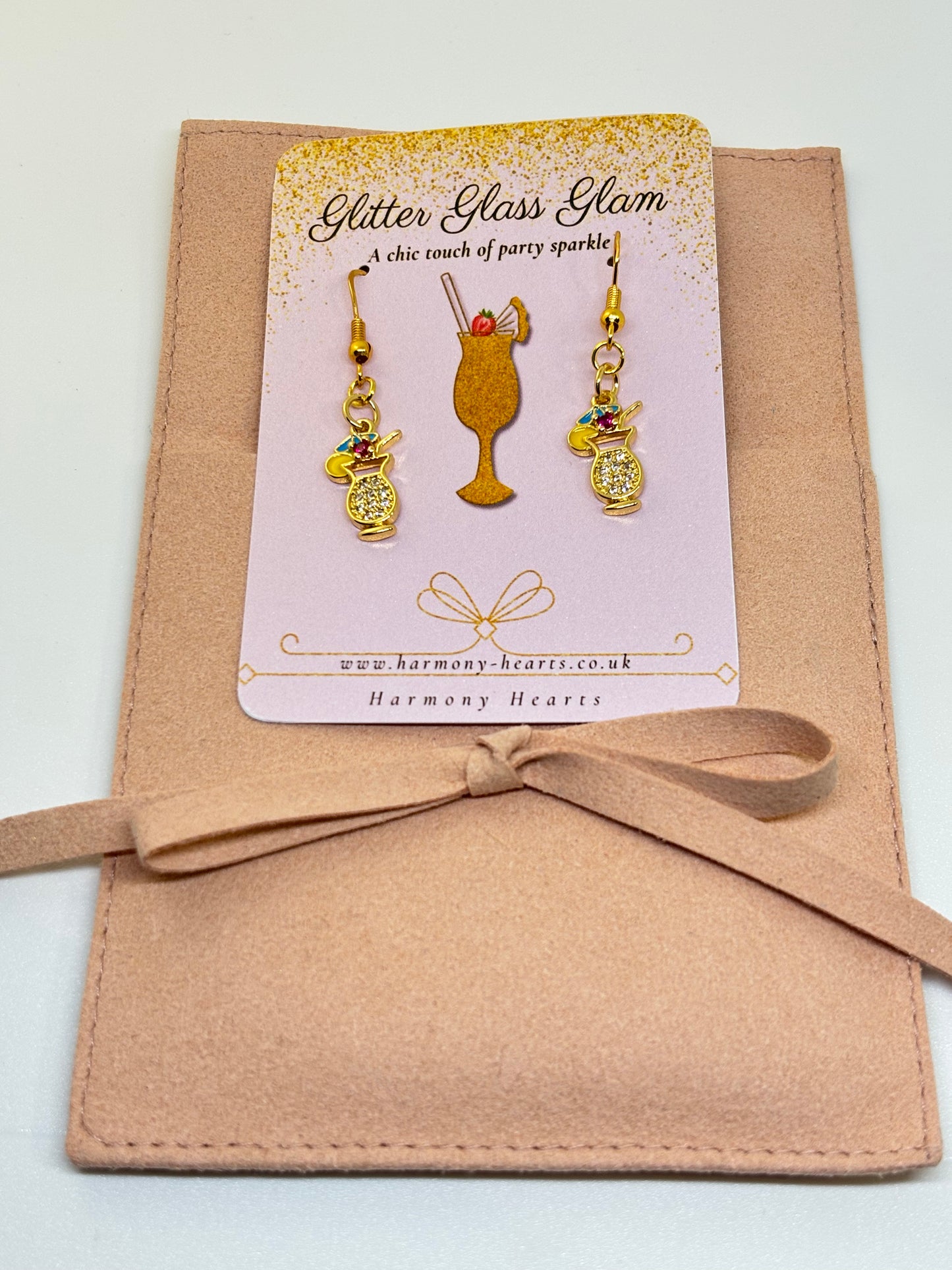 Golden Cocktail Glass Charm Earrings