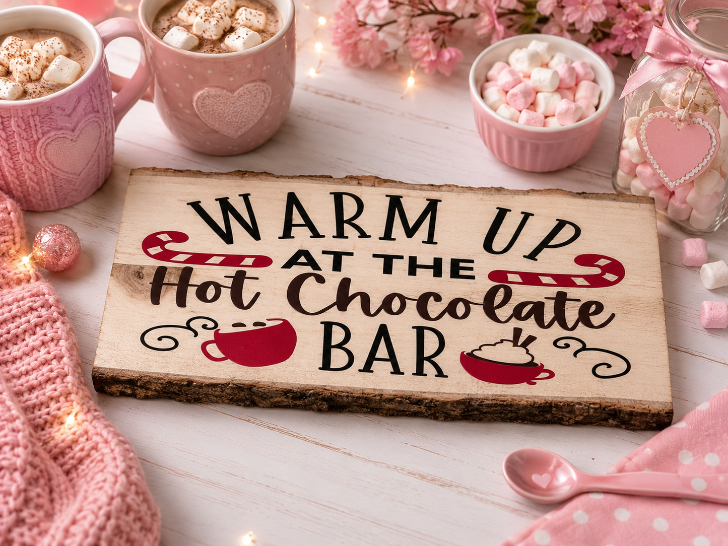 Rustic Hot Chocolate Bar Wooden Sign | Christmas Hot Chocolate Station Decor