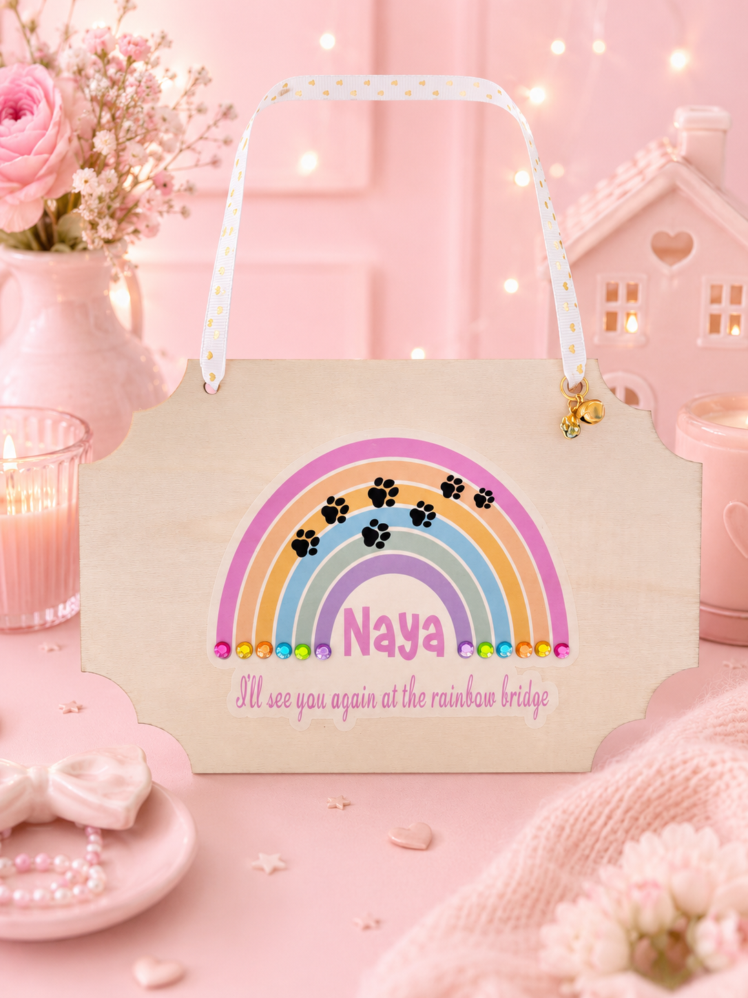 Personalised Rainbow Bridge Pet Memorial Sign | Dog & Cat Loss Gift