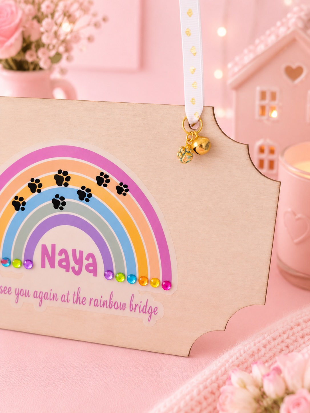 Personalised Rainbow Bridge Pet Memorial Sign | Dog & Cat Loss Gift
