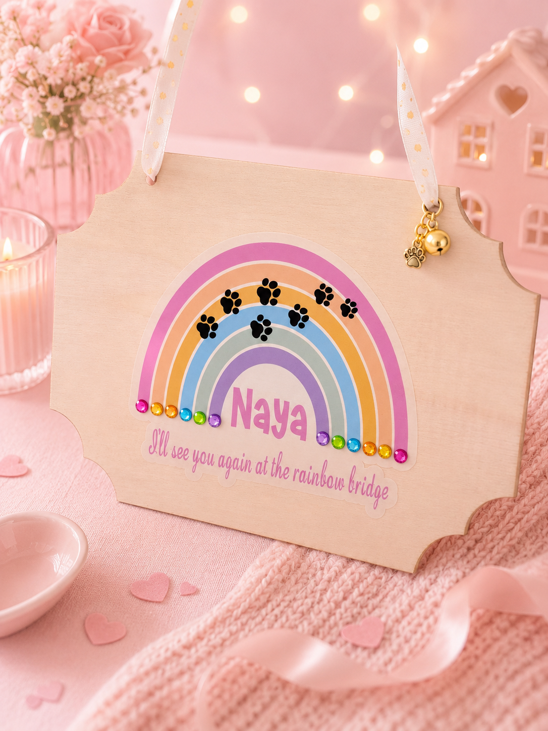 Personalised Rainbow Bridge Pet Memorial Sign | Dog & Cat Loss Gift
