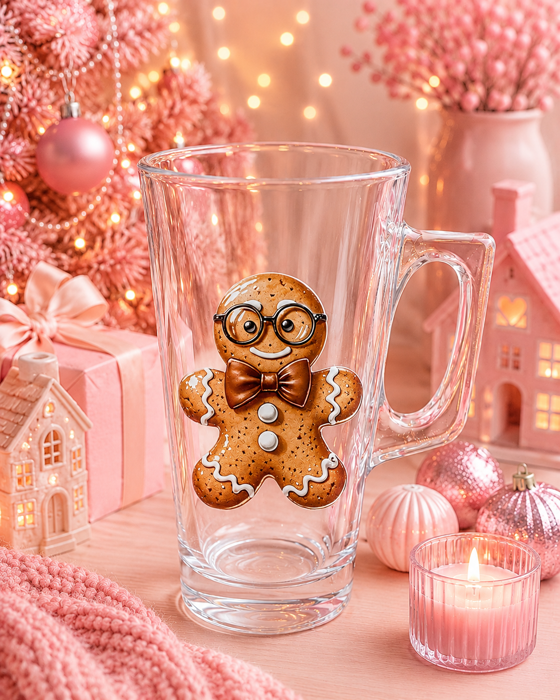 Gingerbread Christmas Latte Glass | 375ml Festive Coffee Glass
