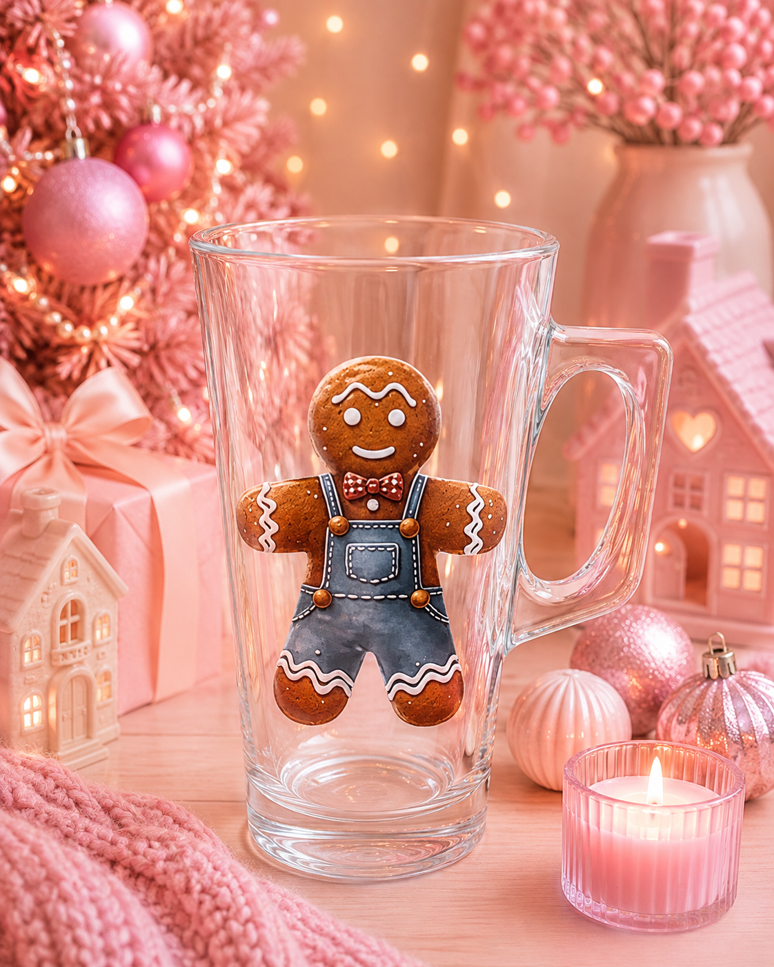 Gingerbread Christmas Latte Glass | 375ml Festive Coffee Glass