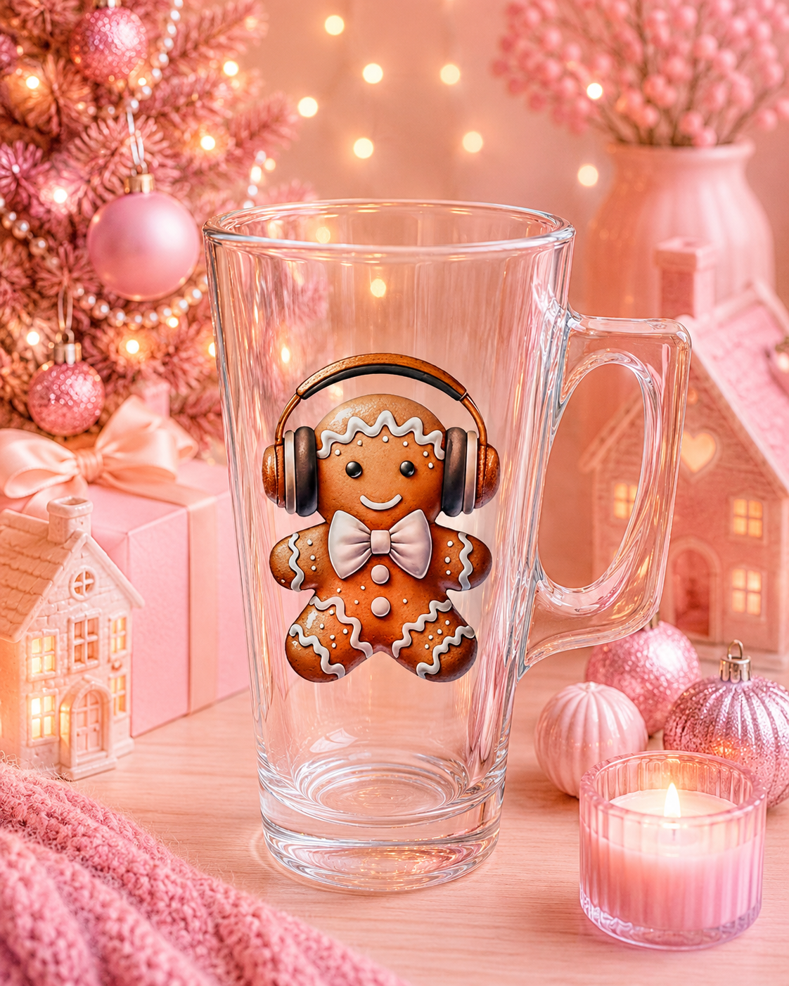 Gingerbread Christmas Latte Glass | 375ml Festive Coffee Glass