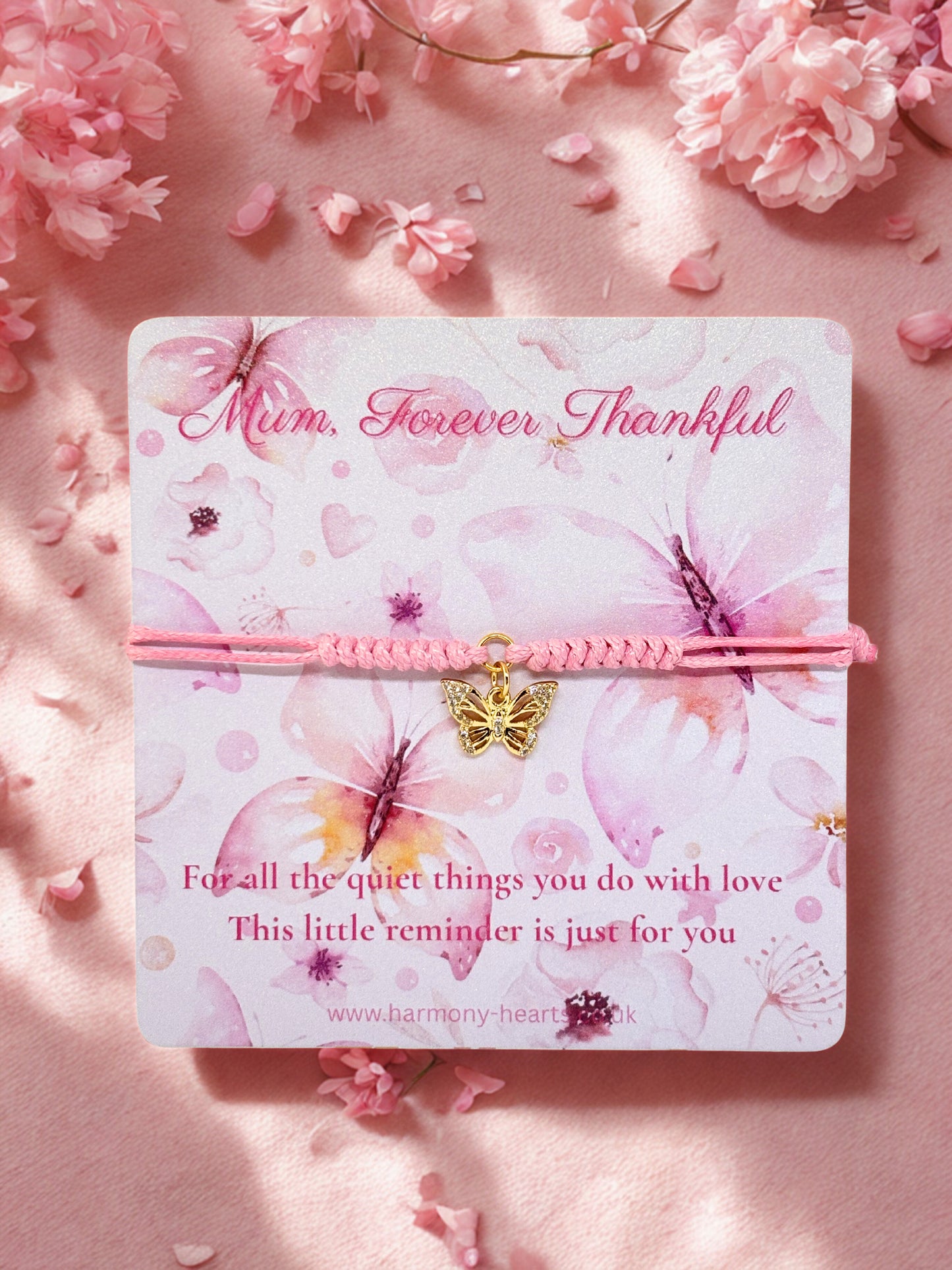 Mum, Forever Thankful Butterfly Charm Bracelet