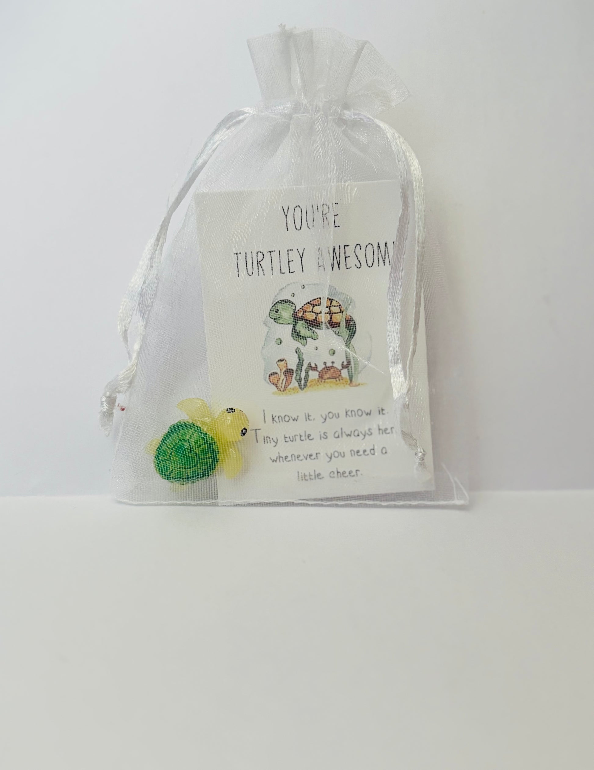 Inspirational Animal Pocket Favours — cute mini animal charms with uplifting message cards in organza bags, perfect for gifts, school rewards, or kindness tokens