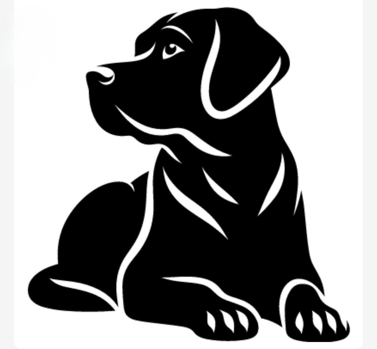 Black silhouette of a dog on a white background