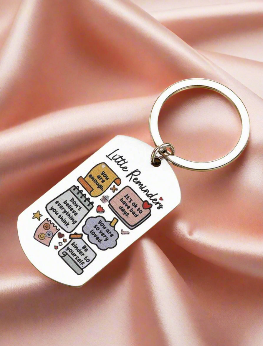 Little Reminders Keychain with Positive Affirmations – Pocket-Sized Positivity & Self-Care Gift

