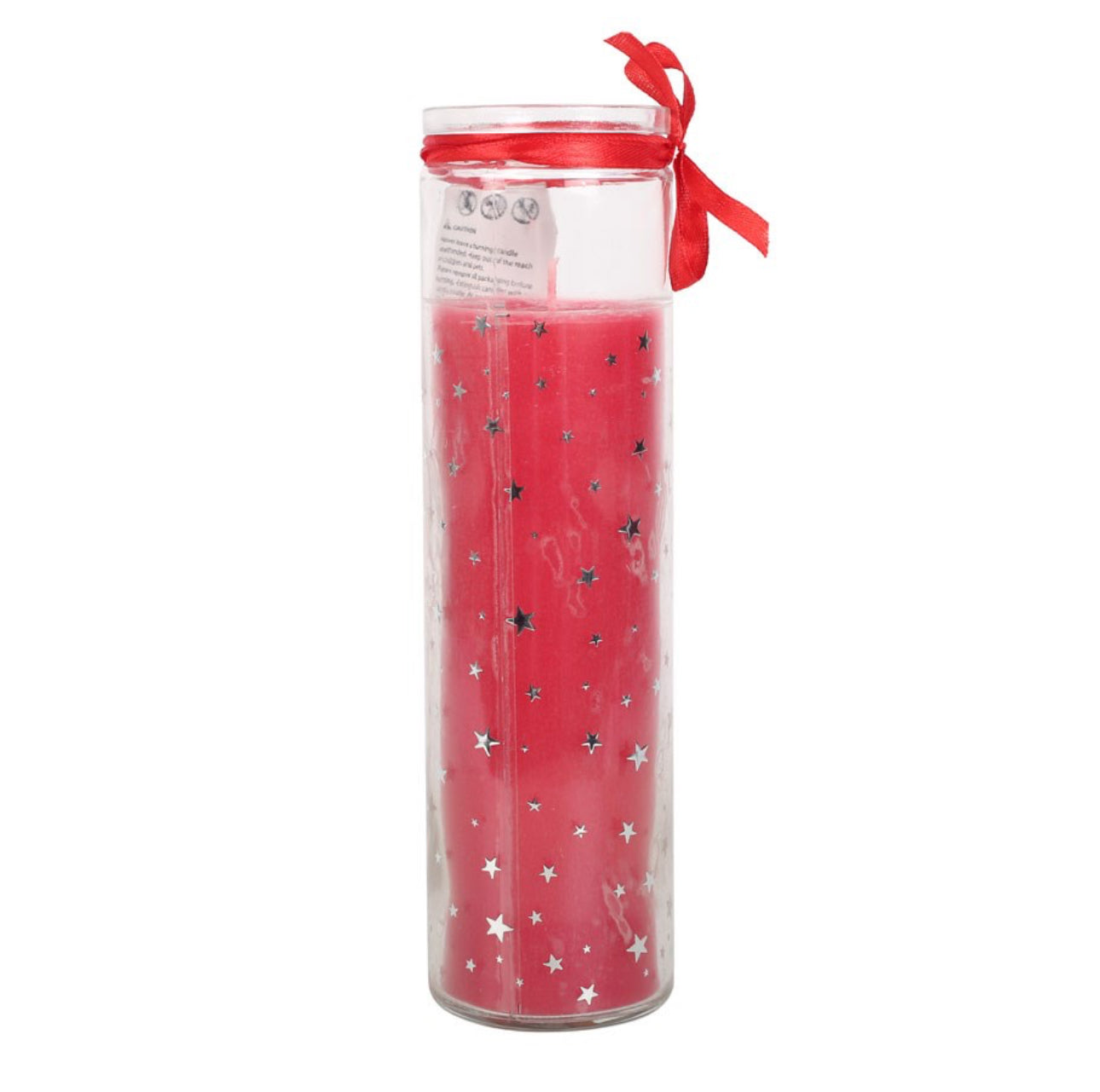 Tall red advent candle with stars